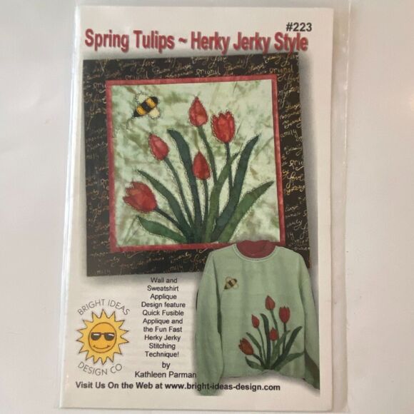 Vtg Bright Ideas Design 223 Spring Tulips Pattern 21 x 21 Shirt Quilt Flower - Picture 2 of 6
